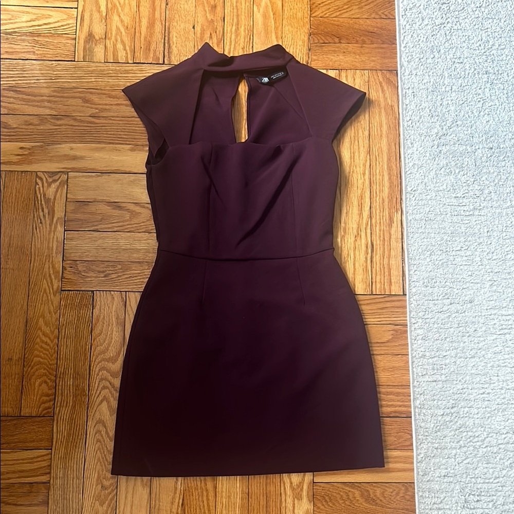 Zara Purple Sheath Mini Dress with Mock Neck